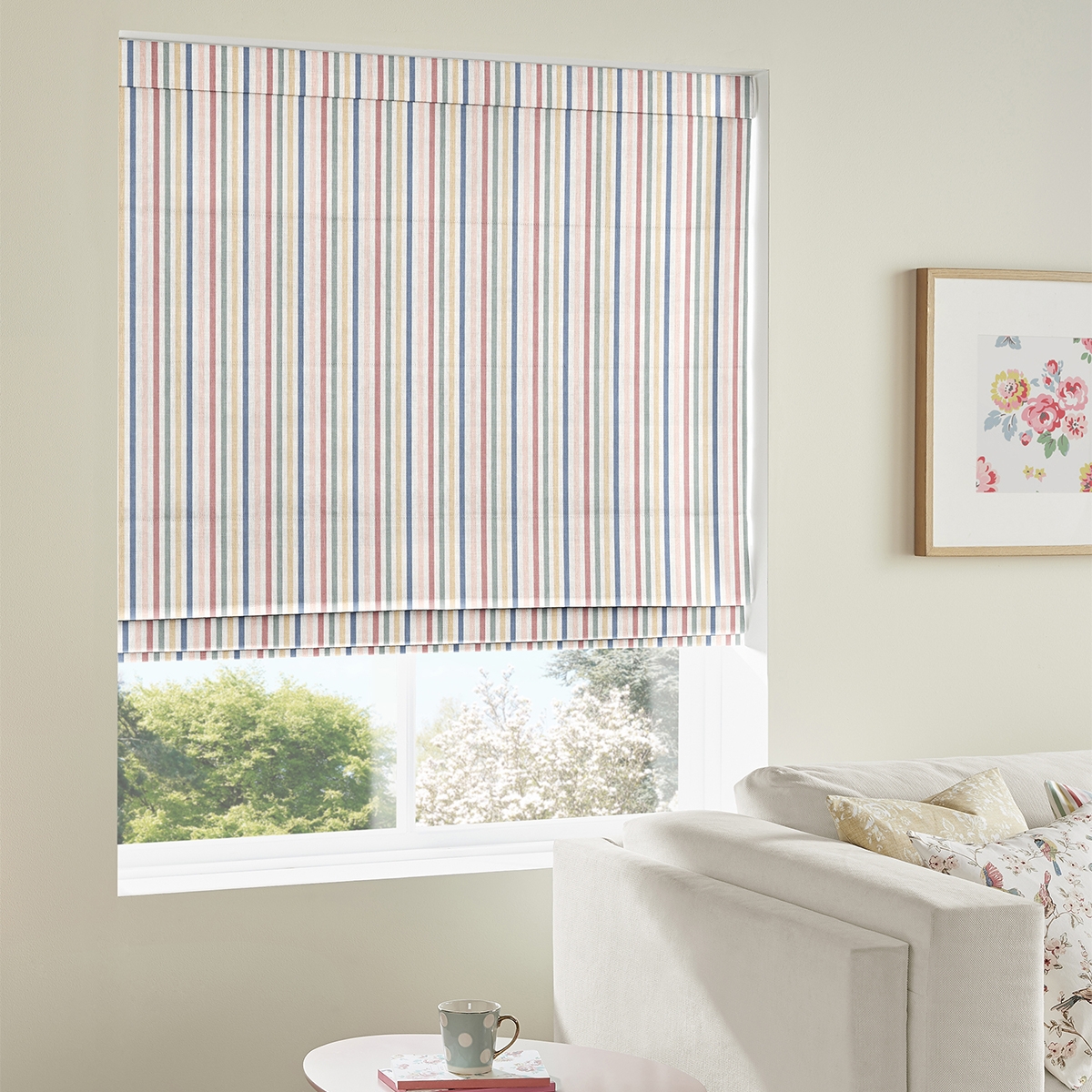 Product photograph of Cath Kidston Mid Stripe Chalk Roman Blind from Choice Furniture Superstore.